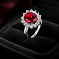 Rectangular Ruby Ring Sterling Silver 925 Hallmark Sizes I - P British Made