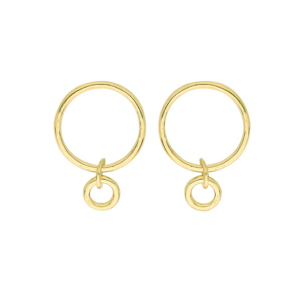 Double Circle Drop Earrings 9ct Yellow Gold 375 Hallmarked Brand New Boxed