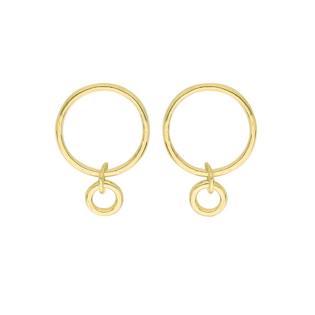 Double Circle Drop Earrings 9ct Yellow Gold 375 Hallmarked Brand New Boxed