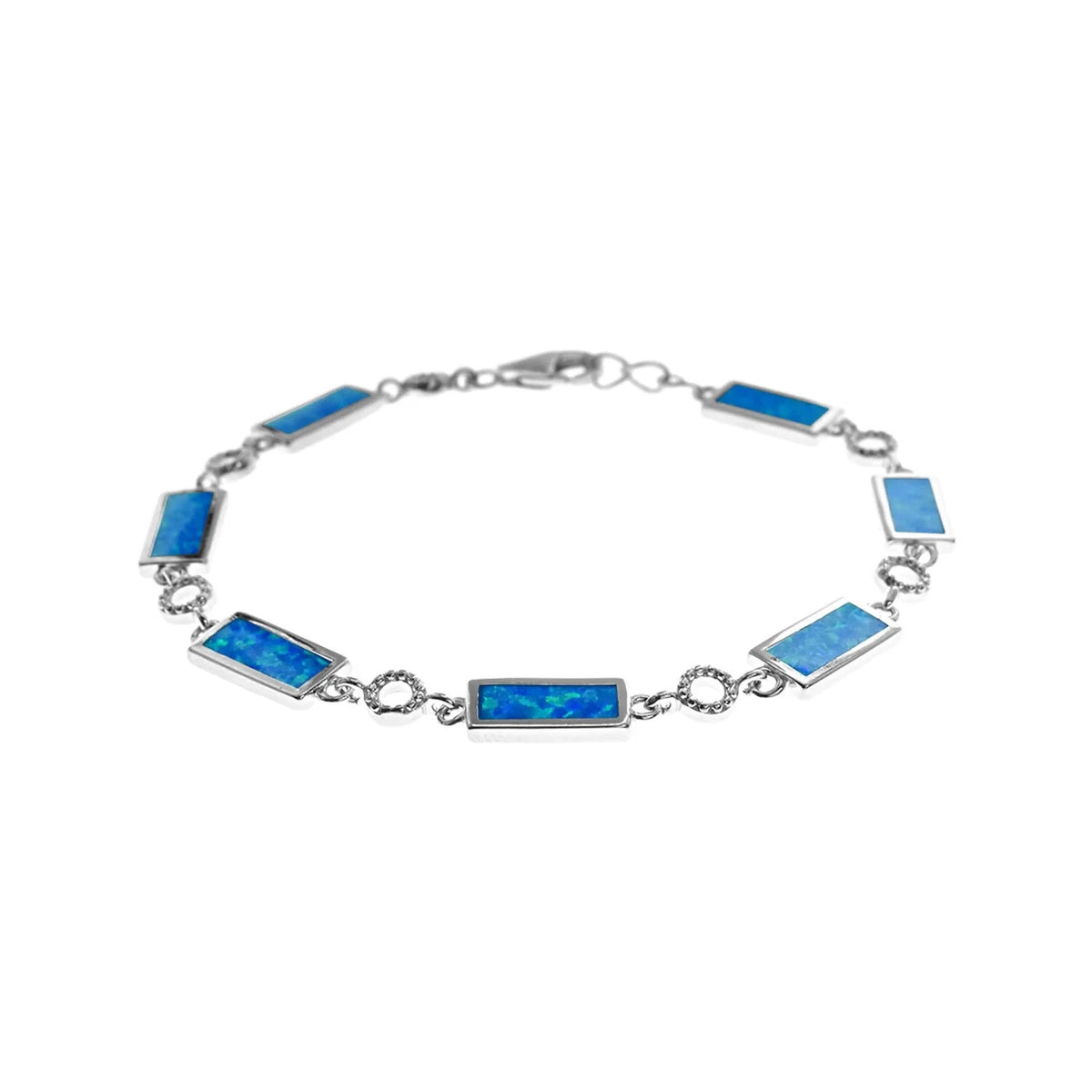 Rectangular Blue Opal Bracelet Sterling Silver 925 Hallmarked Brand New Boxed