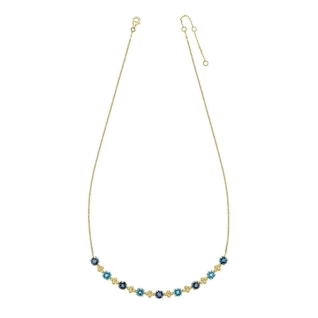 9ct Yellow Gold Blue Topaz Necklace 375 Hallmarked British Made Brand New Boxed