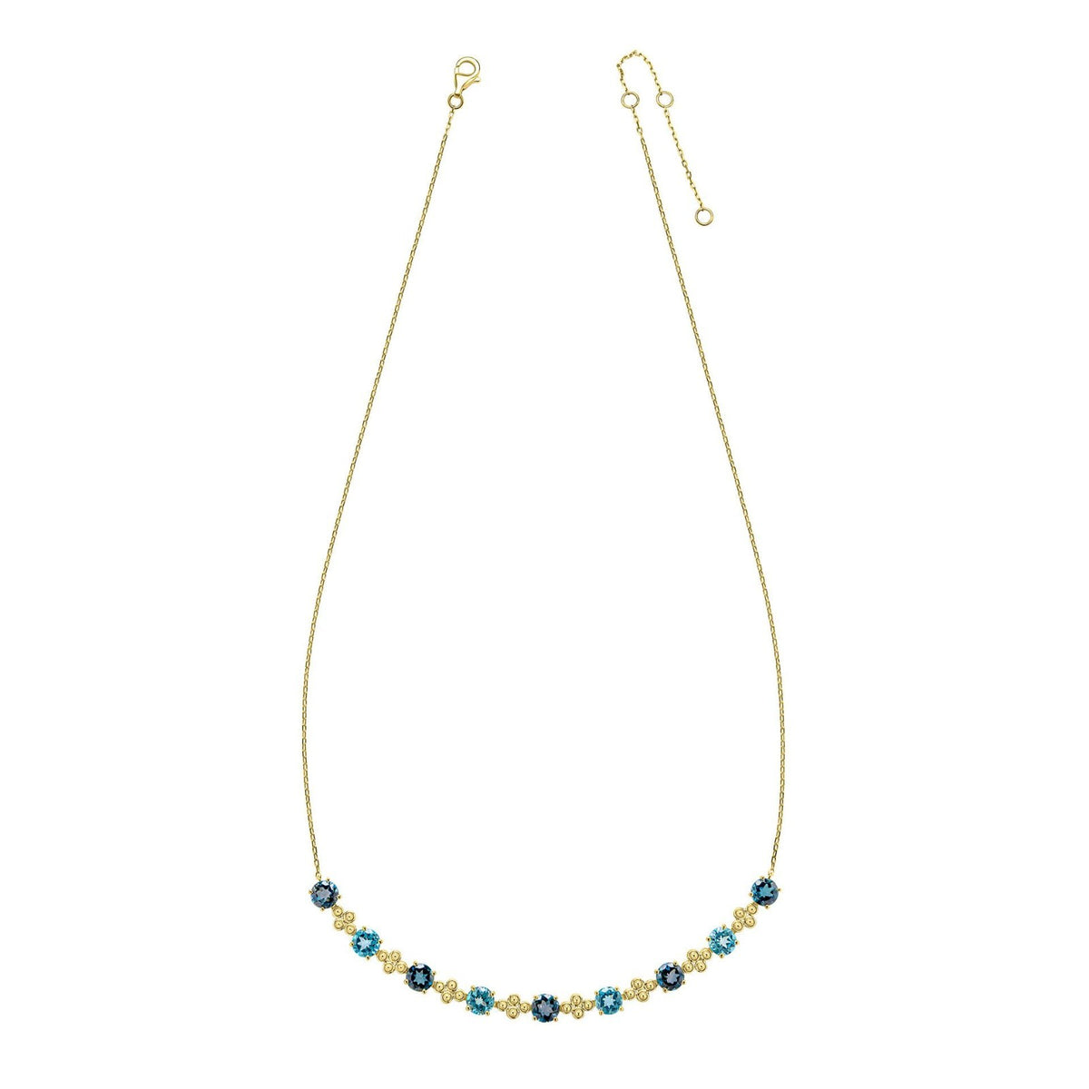 9ct Yellow Gold Blue Topaz Necklace 375 Hallmarked British Made Brand New Boxed