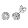 19 Natural Diamond Stud Halo Earrings 18ct White Gold Hallmarked British Made