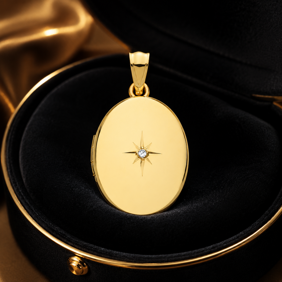 Oval Diamond 9ct Yellow Gold Locket 375 Hallmark British Made All Chain Lengths