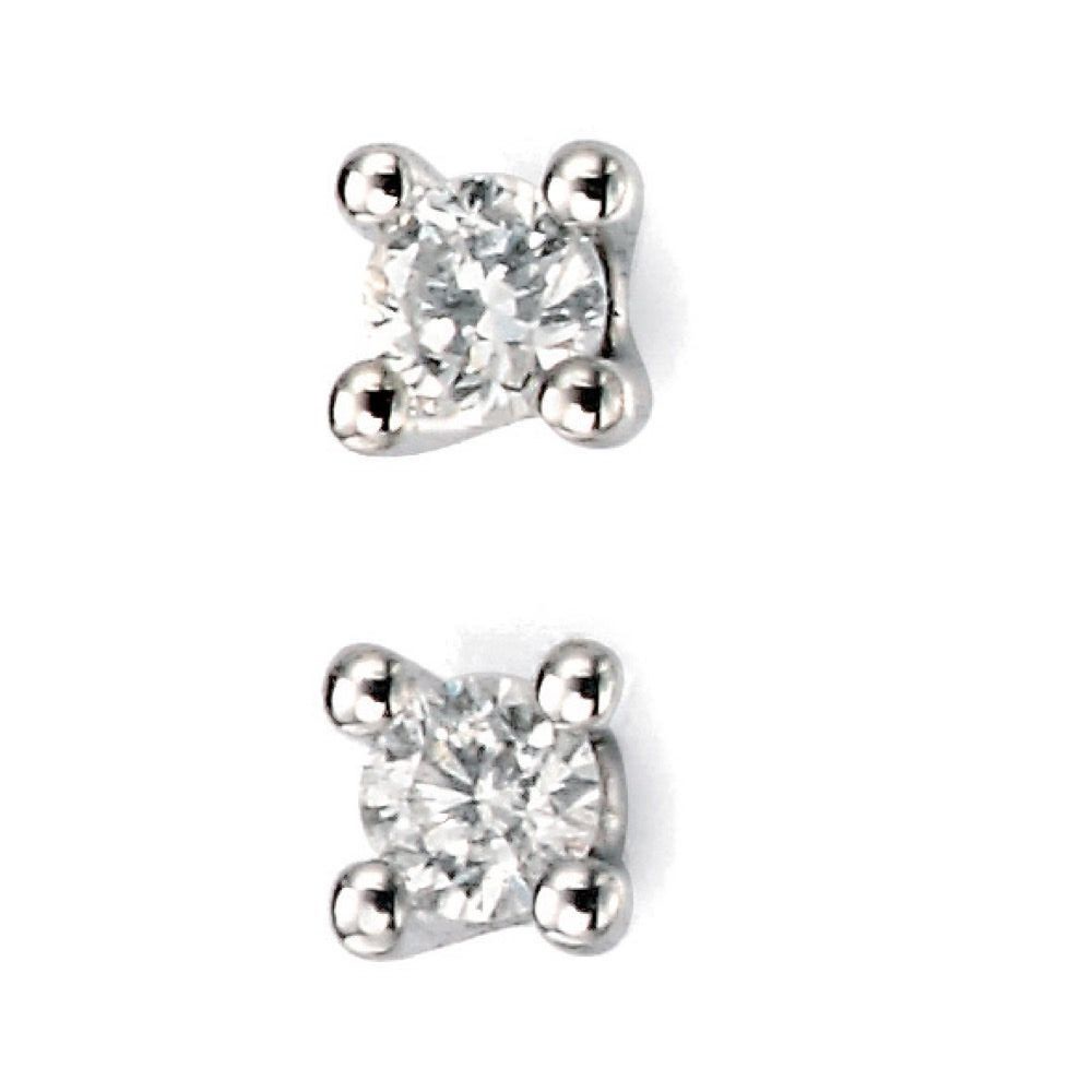 Solitaire Stud Diamond Earrings 9ct White Gold 375 Hallmarked British Made