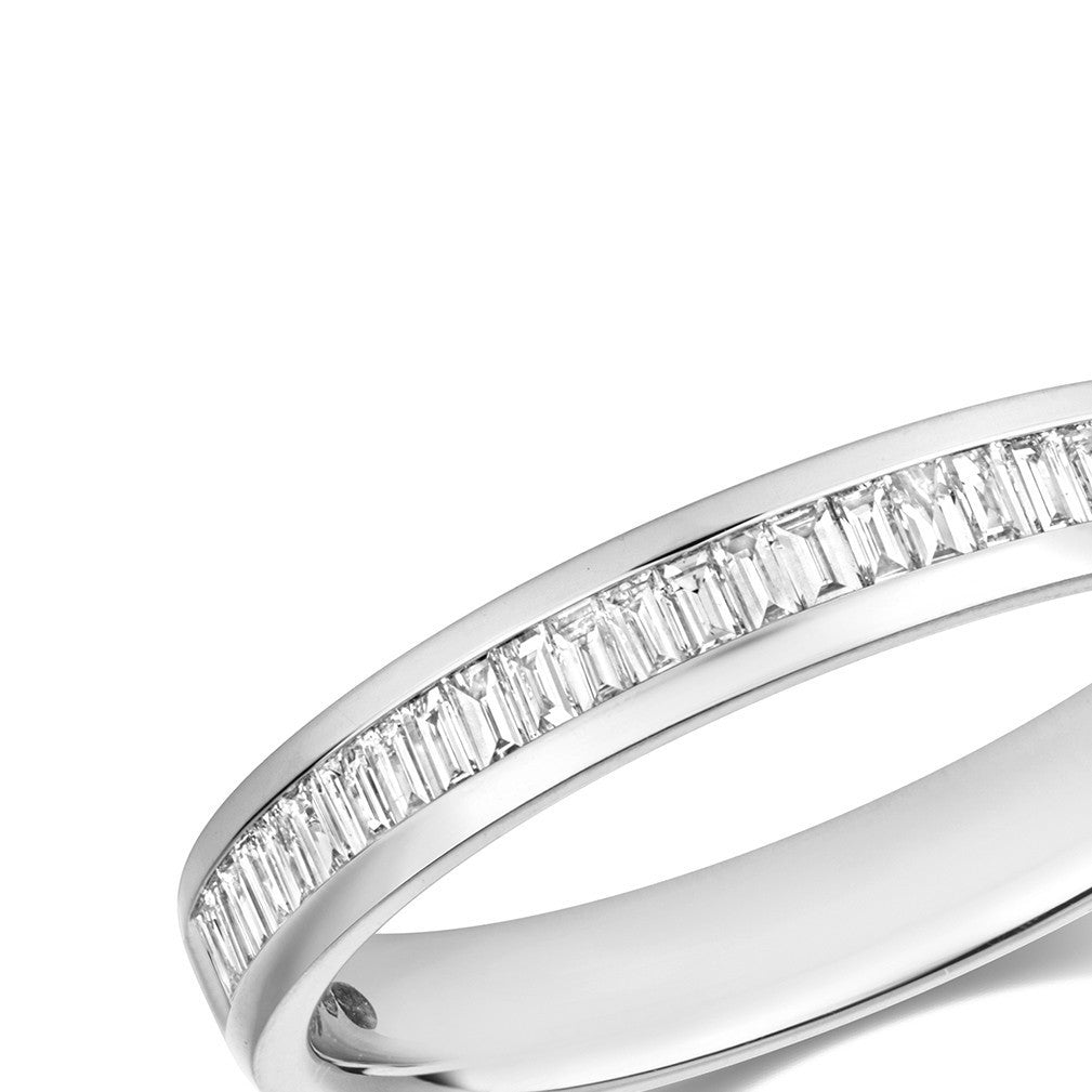 Natural Diamond Baguette Eternity Ring 18ct White Gold Hallmarked Sizes J - Q