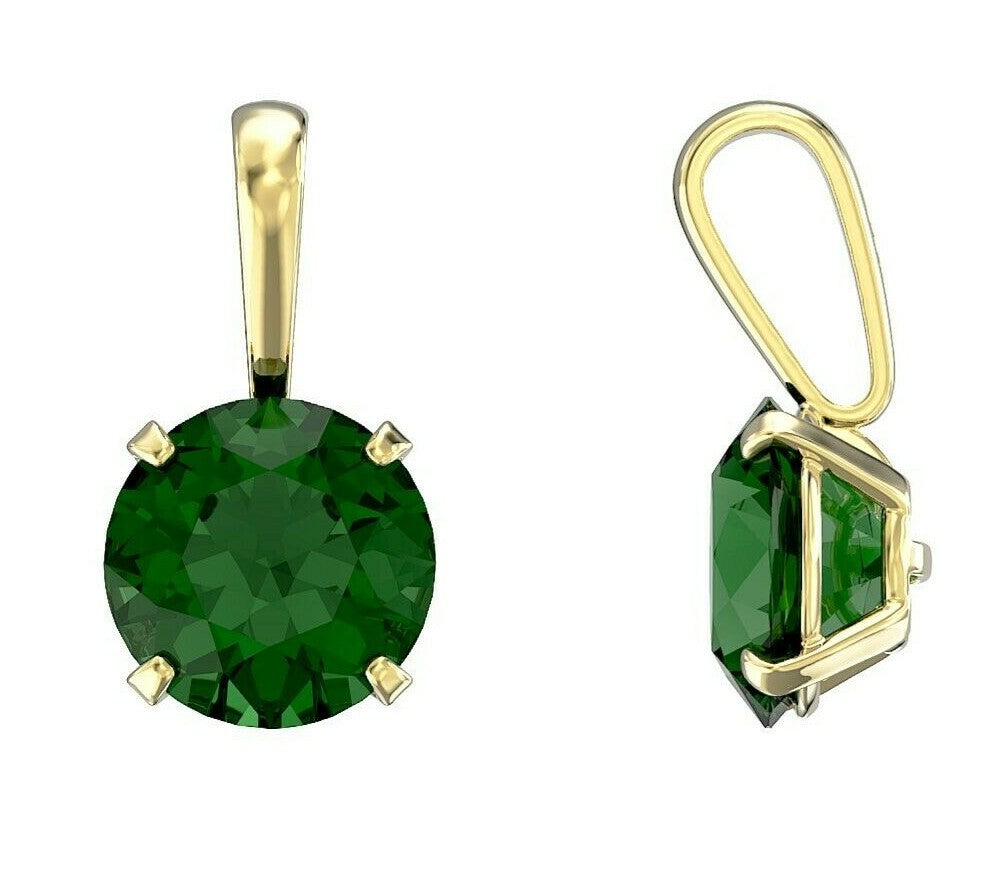 Yellow Gold Emerald Solitaire Pendant Hallmarked British Made All Chain Lengths