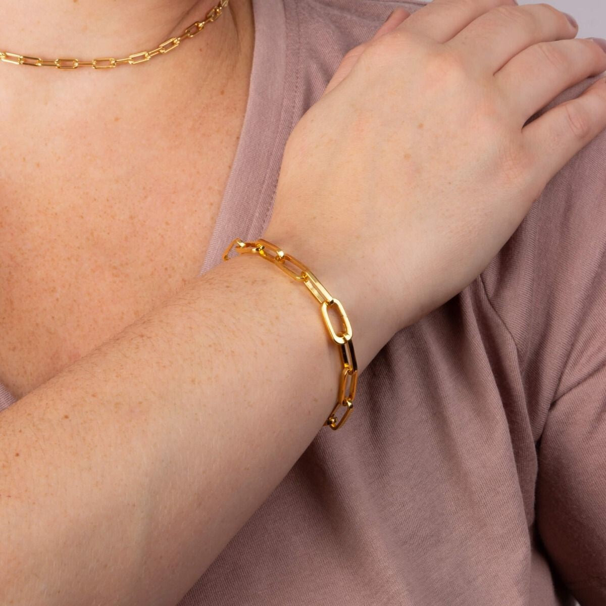Long Link Charm Bracelet British Made 9ct Gold Plated Brand New Boxed 21cm