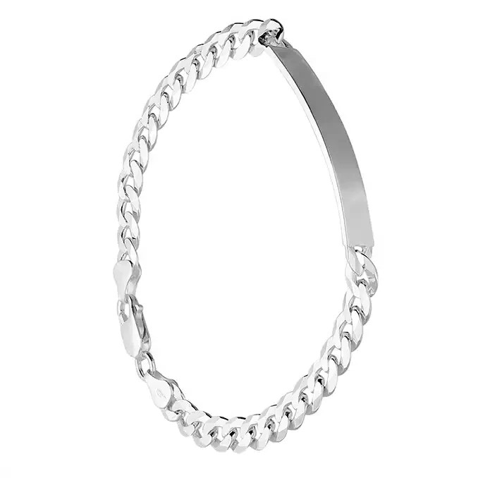 Gents Solid Sterling Silver ID Chain Bracelet British Made 925 Hallmarked