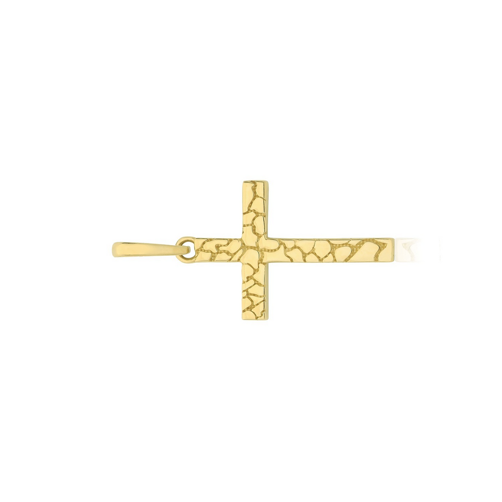 Yellow Gold Grooved Cross Pendant 375 Hallmarked All Chain Lengths British Made