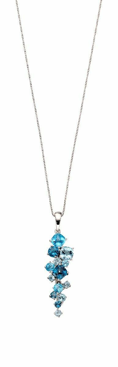 London Blue Topaz Pendant 9ct White Gold 375 Hallmarked British Made
