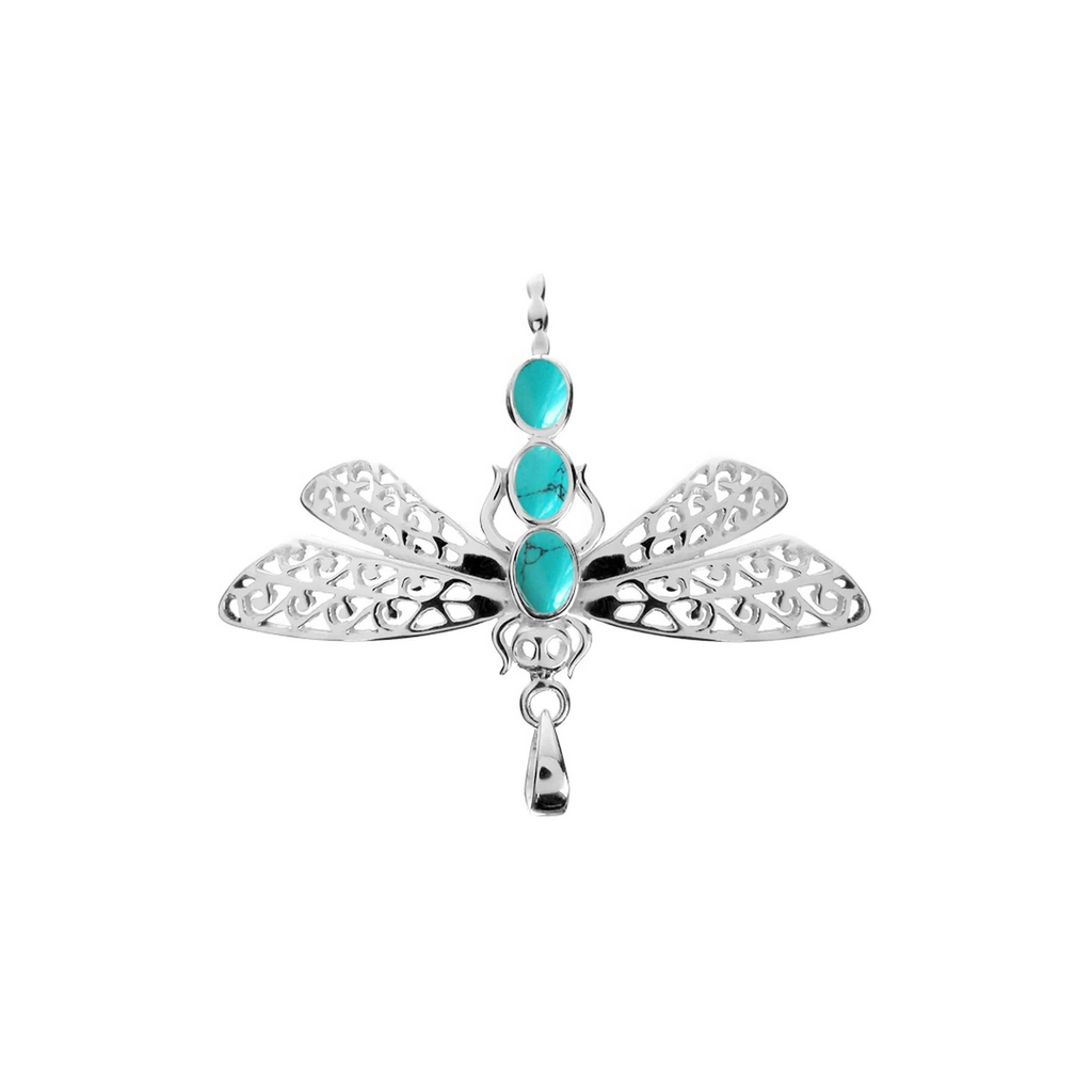 Turquoise Dragonfly Pendant Sterling Silver 925 Hallmarked All Chain Lengths