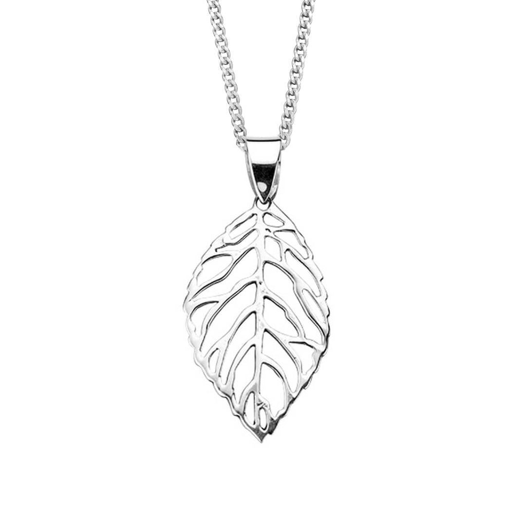 Cut Out Leaf Drop Pendant Sterling Silver 925 Hallmarked All Chain Lengths
