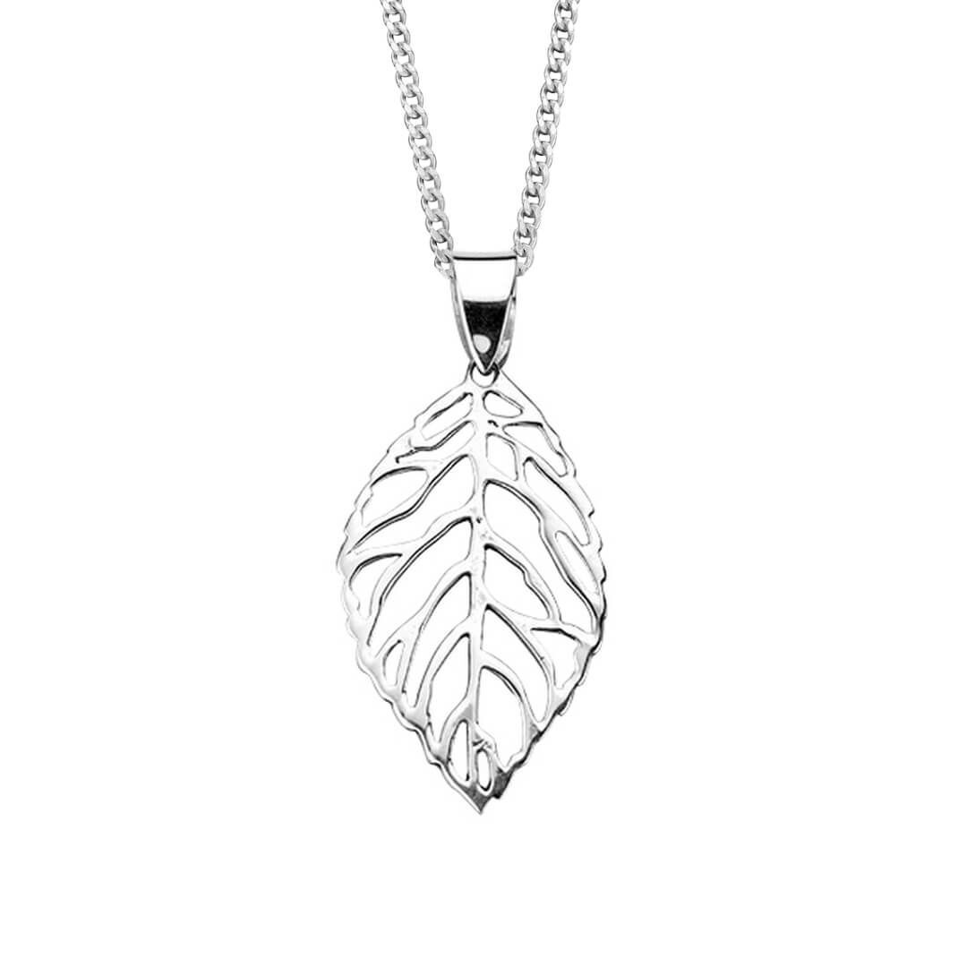 Cut Out Leaf Drop Pendant Sterling Silver 925 Hallmarked All Chain Lengths