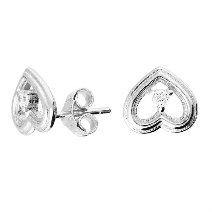 Open Heart Stud Earrings Sterling Silver 925 Hallmarked Brand New Boxed