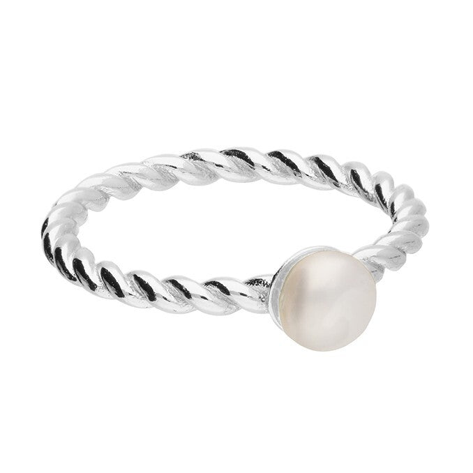2mm Twist Pearl Ring Sterling Silver 925 Hallmarked British Made Size K - R