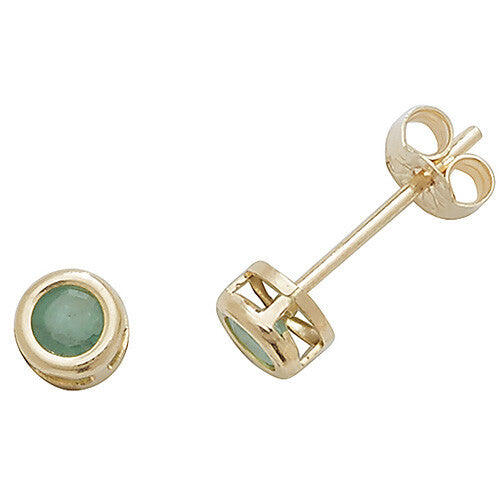 Yellow Gold Emerald Earrings Solitaire Natural Stone 375 9 Carat New Boxed