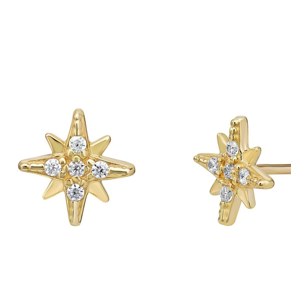 Statement Star Stud Earrings 9ct Yellow Gold 375 Hallmarked British Made