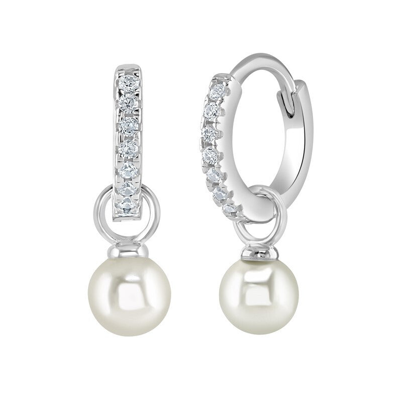 Pearl & Diamond Drop Earrings Sterling Silver 925 Hallmarked Brand New Boxed