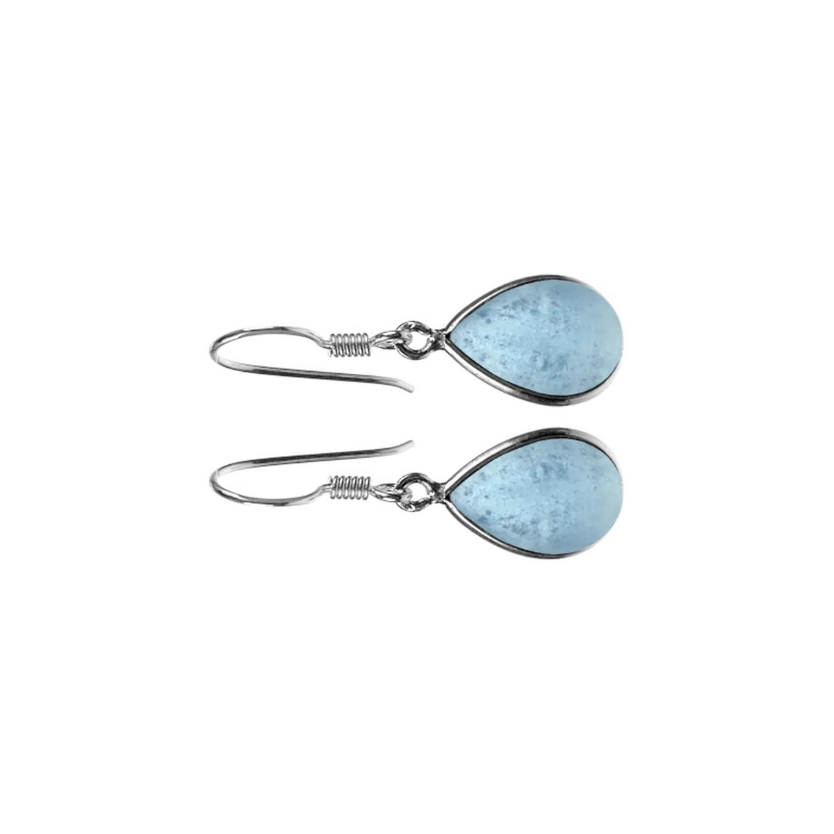 Teardrop Natural Aquamarine Drop Earrings Sterling Silver 925 Hallmarked