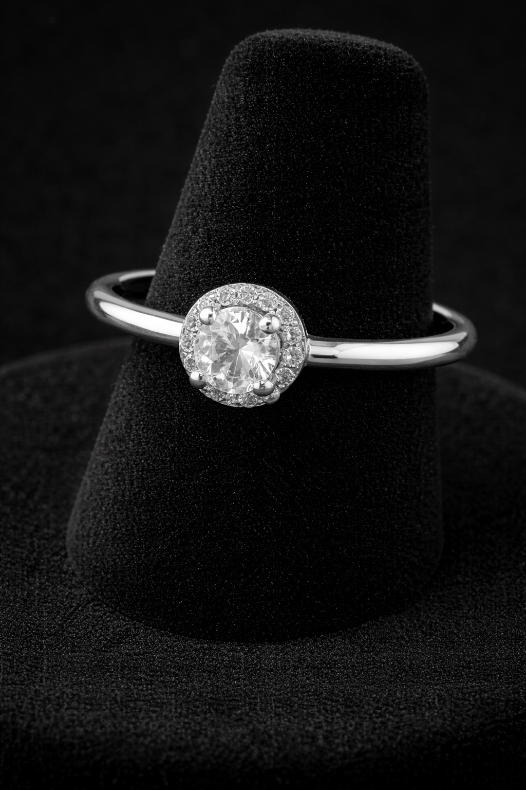 Micro Set Halo Ring Sterling Silver 925 Hallmarked British Made Size J - R