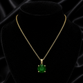 Yellow Gold Emerald Solitaire Pendant Hallmarked British Made All Chain Lengths