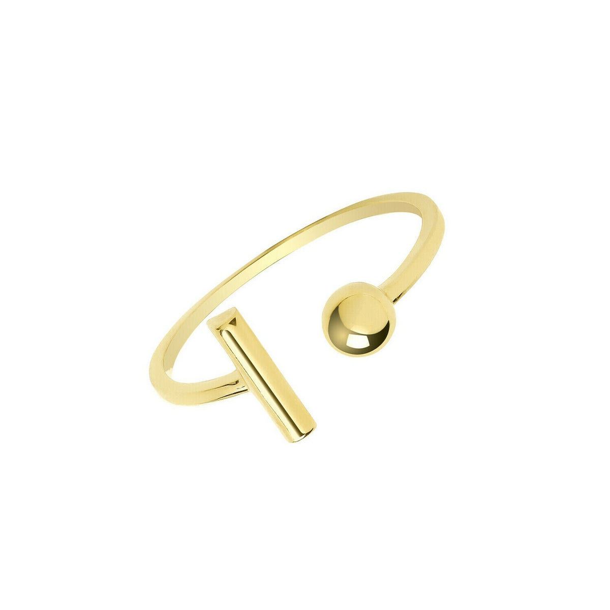 T Bar And Ball Ring 9ct Yellow Gold Hallmarked Sizes J - S British Made