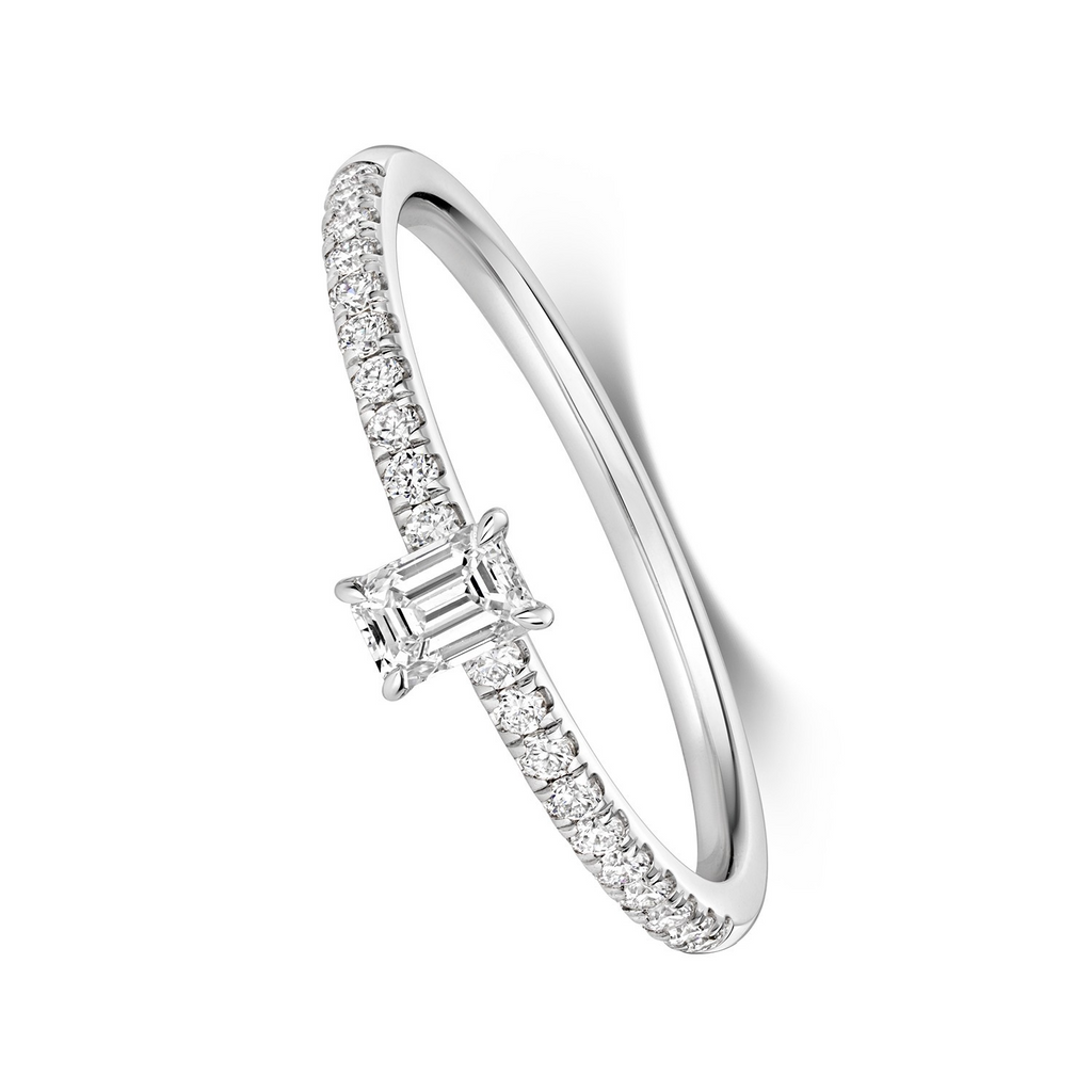 21 Natural Diamond Baguette Ring 18ct White Gold Hallmarked Sizes K - N