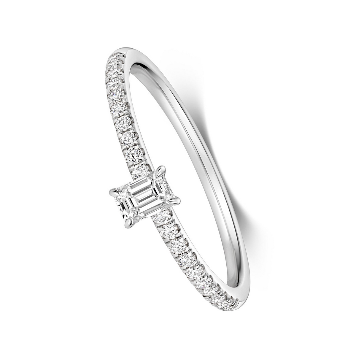 21 Natural Diamond Baguette Ring 18ct White Gold Hallmarked Sizes K - N