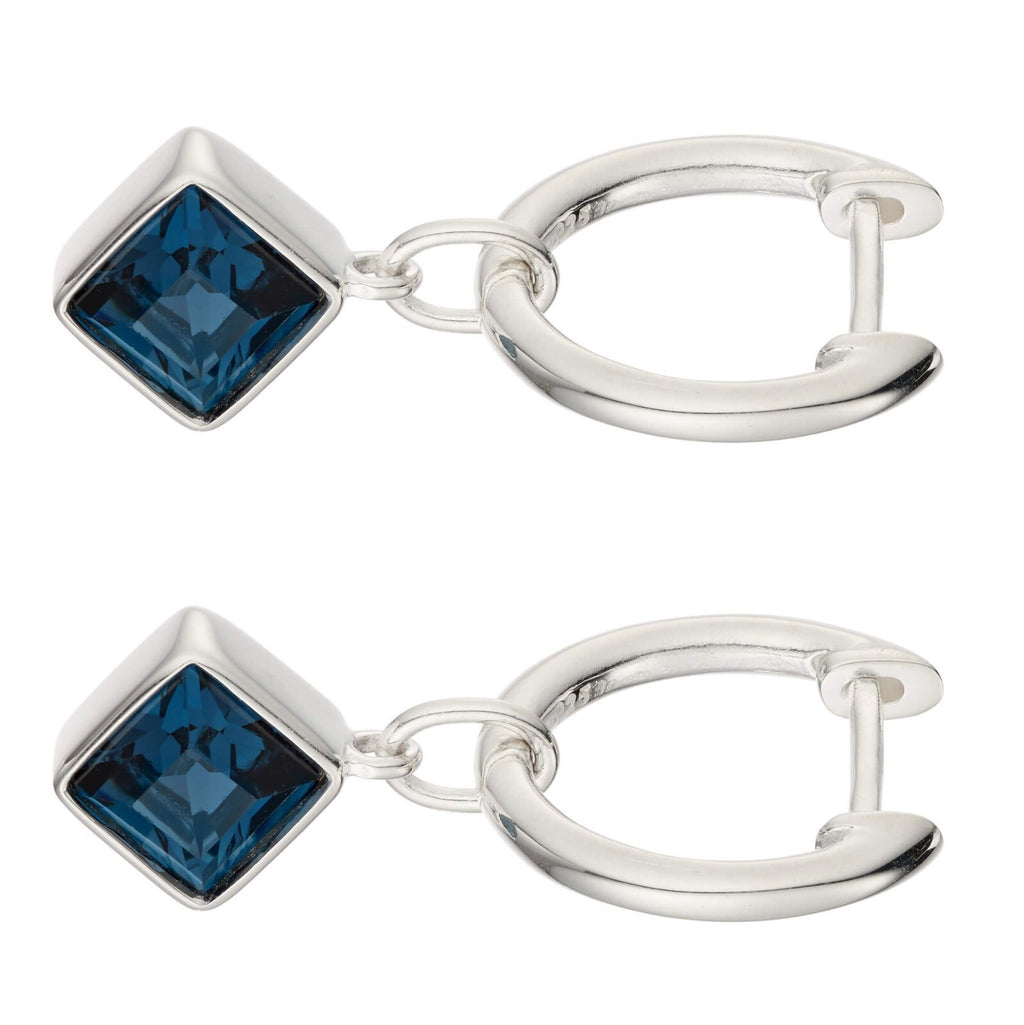 Blue Kite Sapphire Hoop Earrings Sterling Silver 925 Hallmarked Brand New