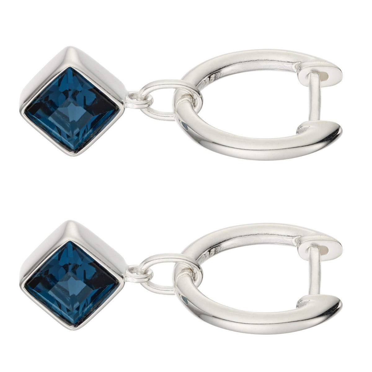 Blue Kite Sapphire Hoop Earrings Sterling Silver 925 Hallmarked Brand New