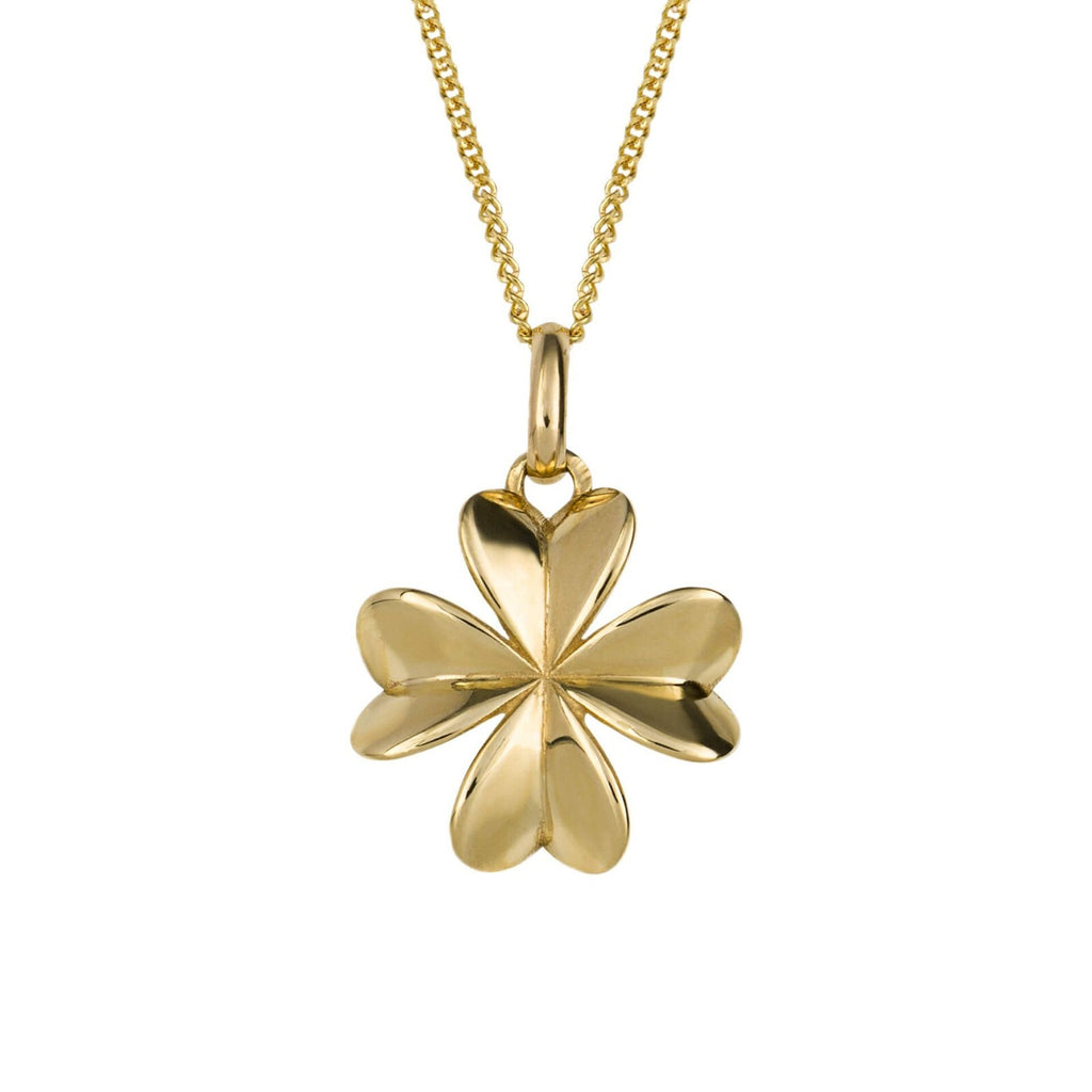 Four Leaf Clover Pendant 9ct Yellow Gold 375 Hallmarked British Made