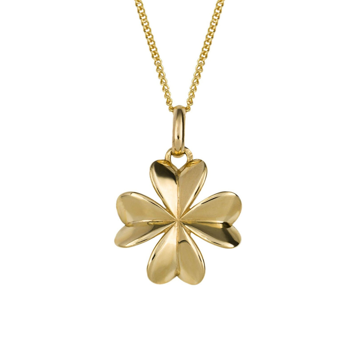 Four Leaf Clover Pendant 9ct Yellow Gold 375 Hallmarked British Made
