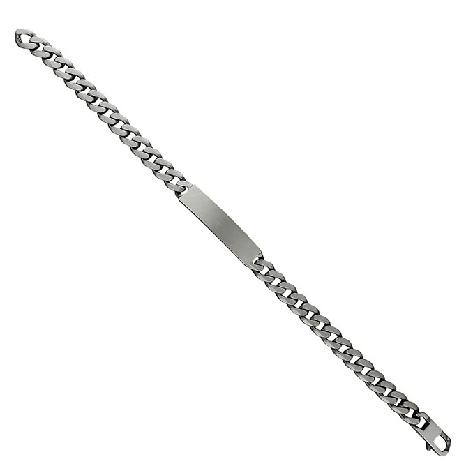 Gents Solid Sterling Silver Curb ID Chain Bracelet British Made 925 Hallmarked