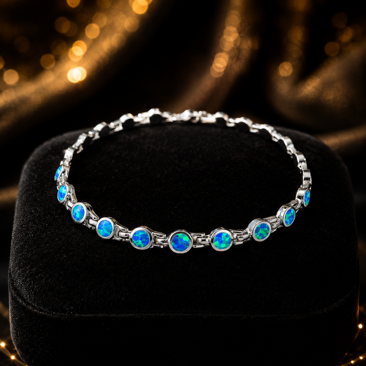 Natural Blue Opal Bracelet Sterling Silver 925 Hallmarked Brand New Boxed