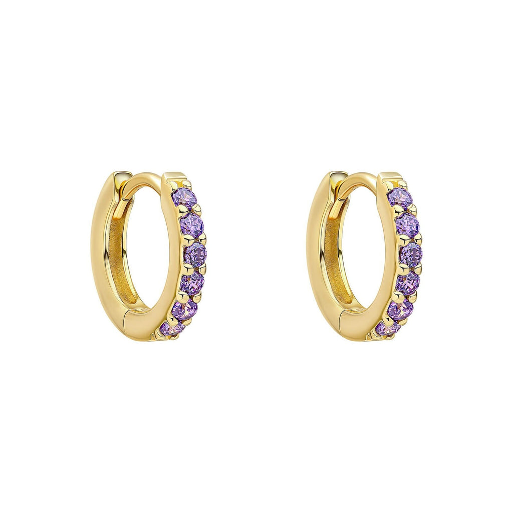 Amethyst Hoop Earrings 9ct Yellow Gold Plated Hallmarked Brand New Boxed