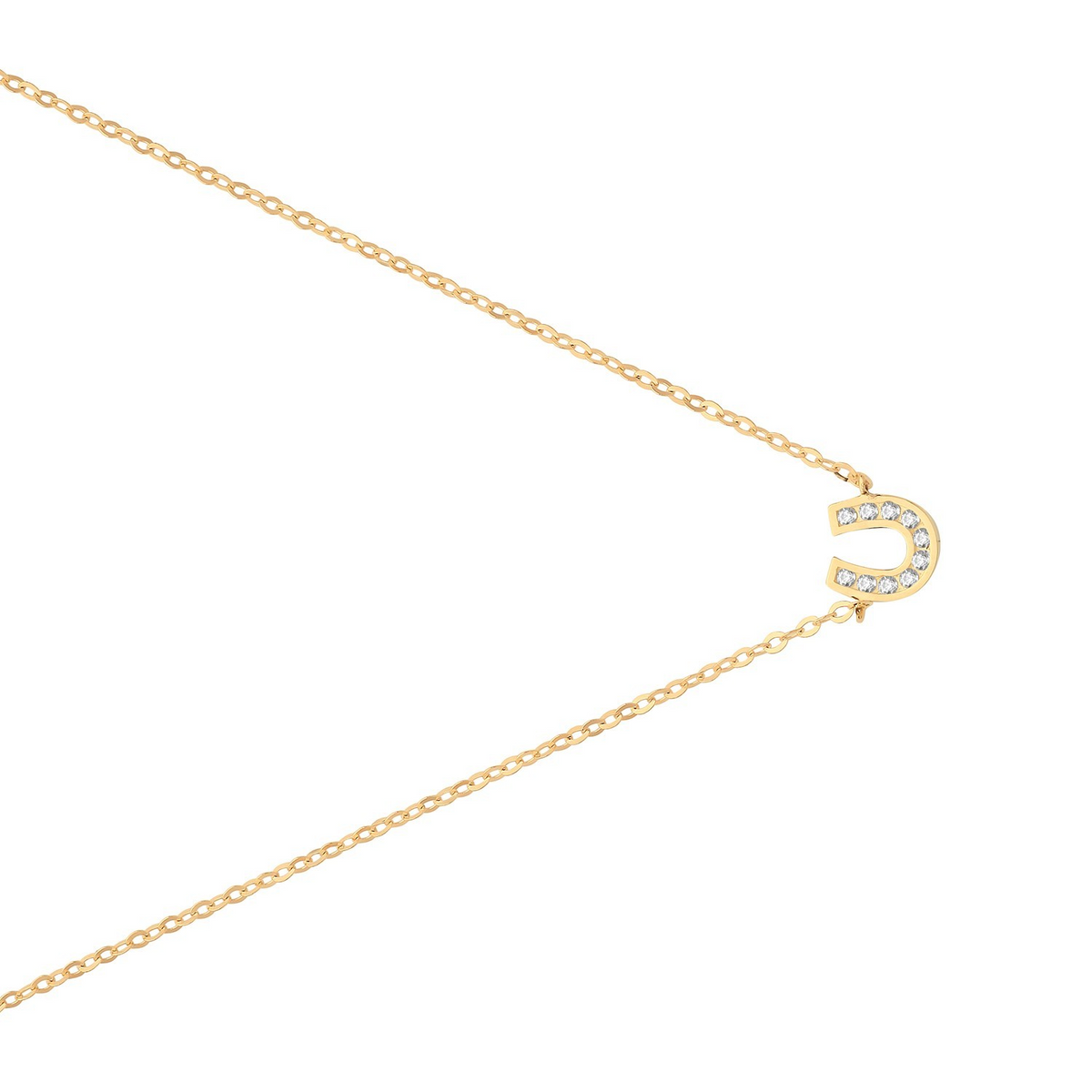 Ladies Horseshoe Necklace 9ct Yellow Gold 375 Hallmarked British Made