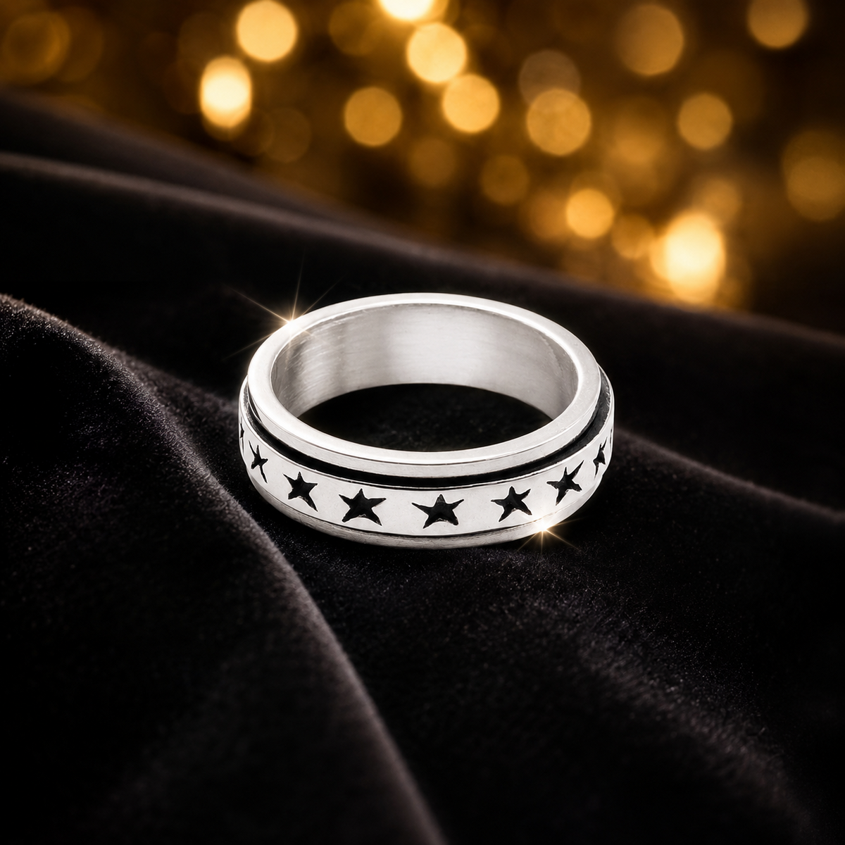 Star Spinner Ring Sterling Silver 925 Hallmarked British Made Size L - R