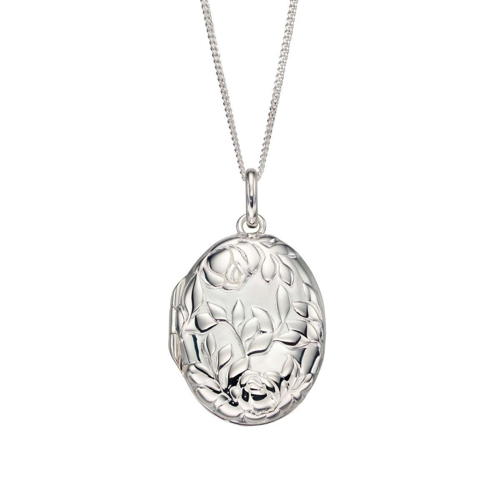 Engravable Rose Bush Locket Sterling Silver 925 Hallmarked All Chain Lengths