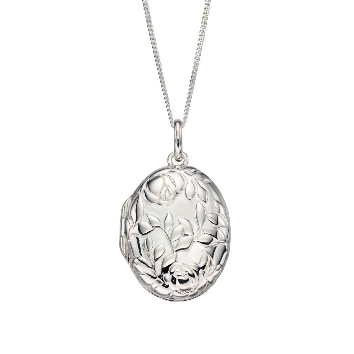 Engravable Rose Bush Locket Sterling Silver 925 Hallmarked All Chain Lengths