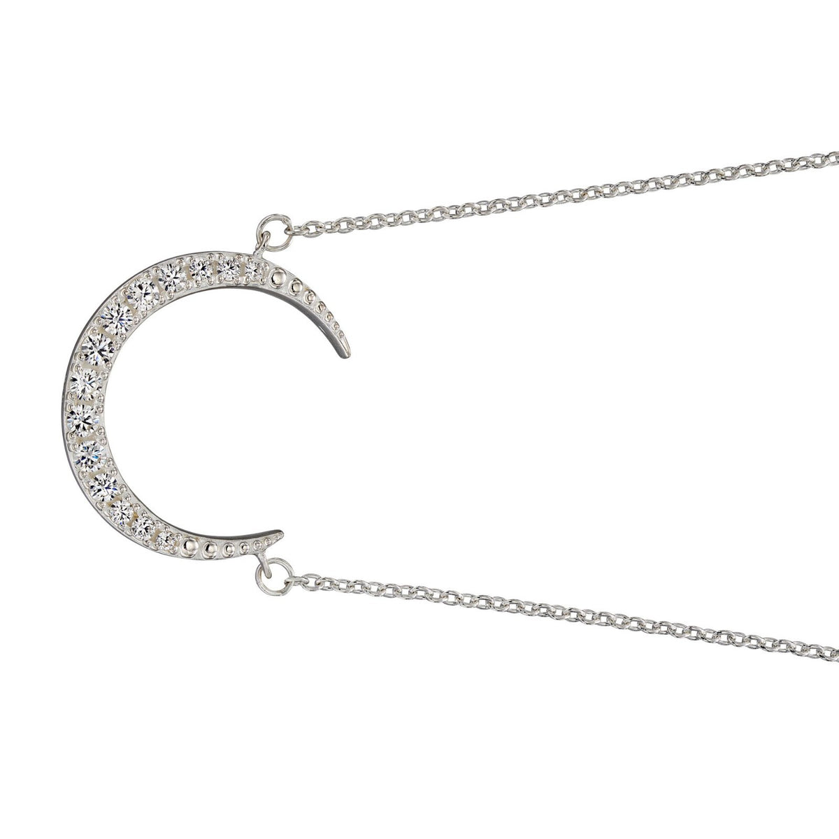 Channel Set Moon Necklace Sterling Silver 925 Hallmarked Brand New Boxed
