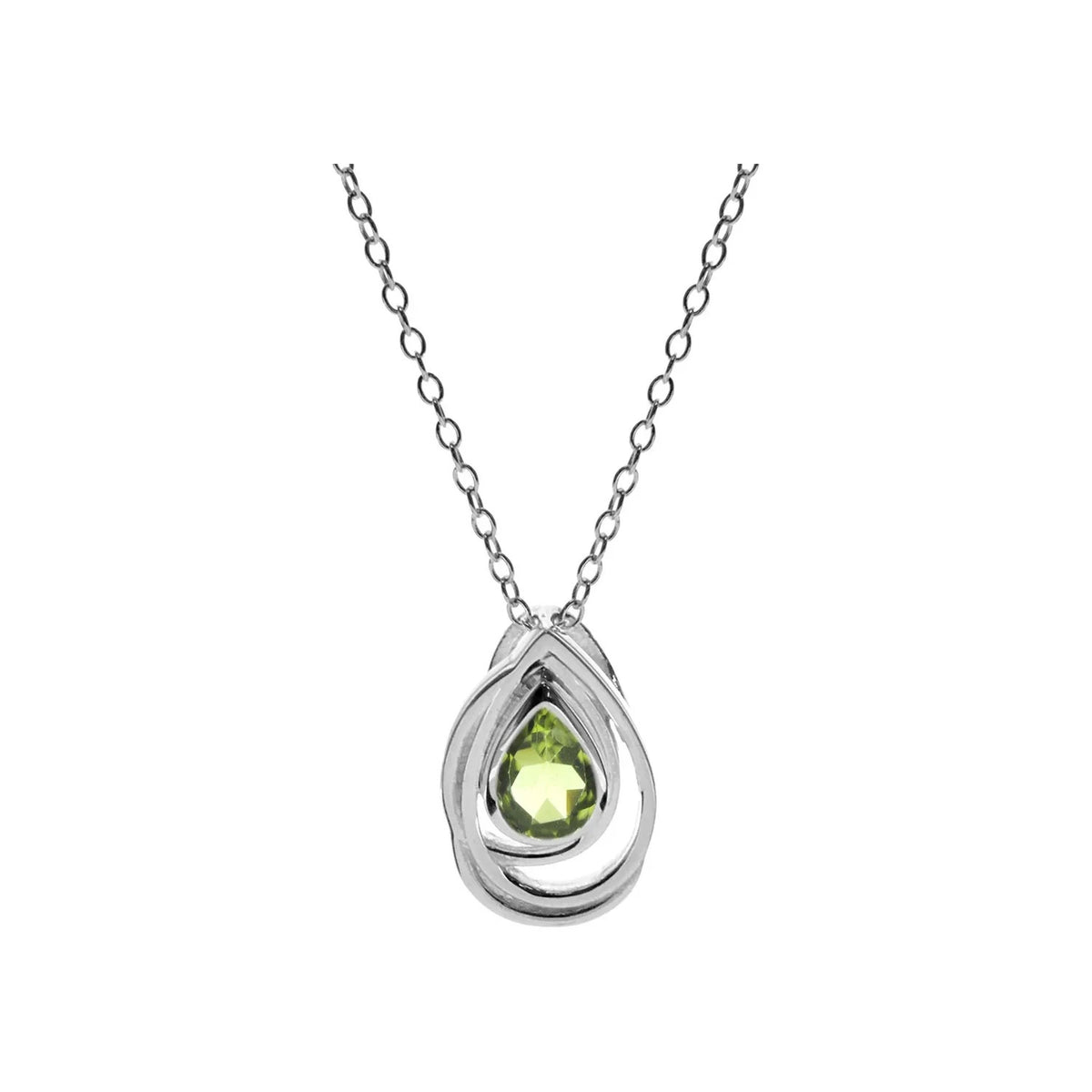 Teardrop Peridot Wrap Necklace Solid Sterling Silver 925 Hallmarked British Made
