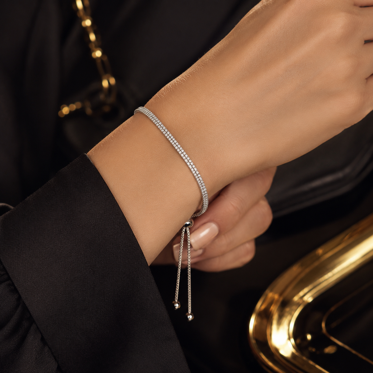 2 Row Adjustable Bolo Bracelet Sterling Silver 925 Hallmarked Brand New Boxed