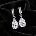 Pear-Cut & Baguette Drop Earrings Sterling Silver 925 Hallmarked Brand New Boxed