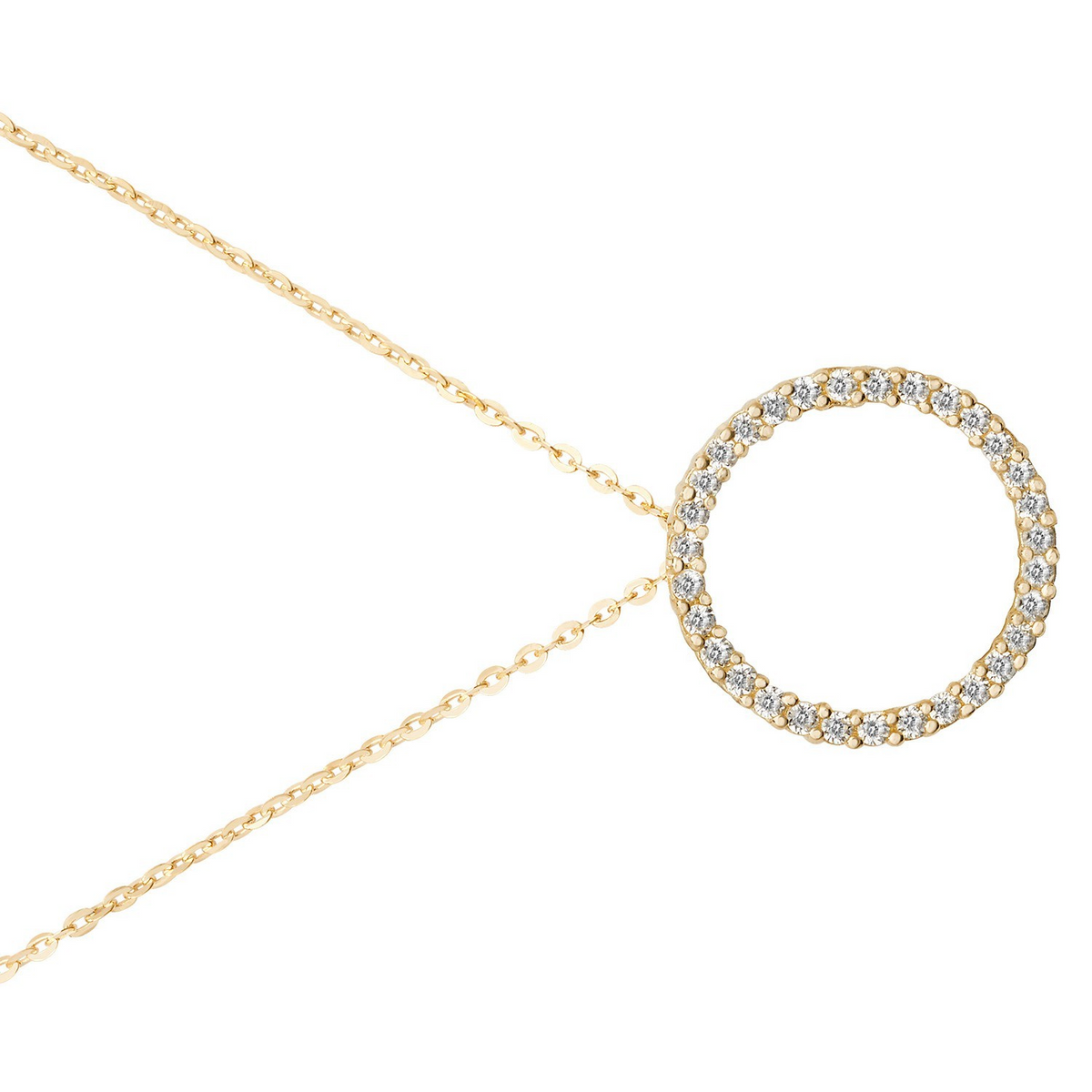 Ladies Pave Infinity Circle Necklace 9ct Yellow Gold 375 Hallmarked British Made