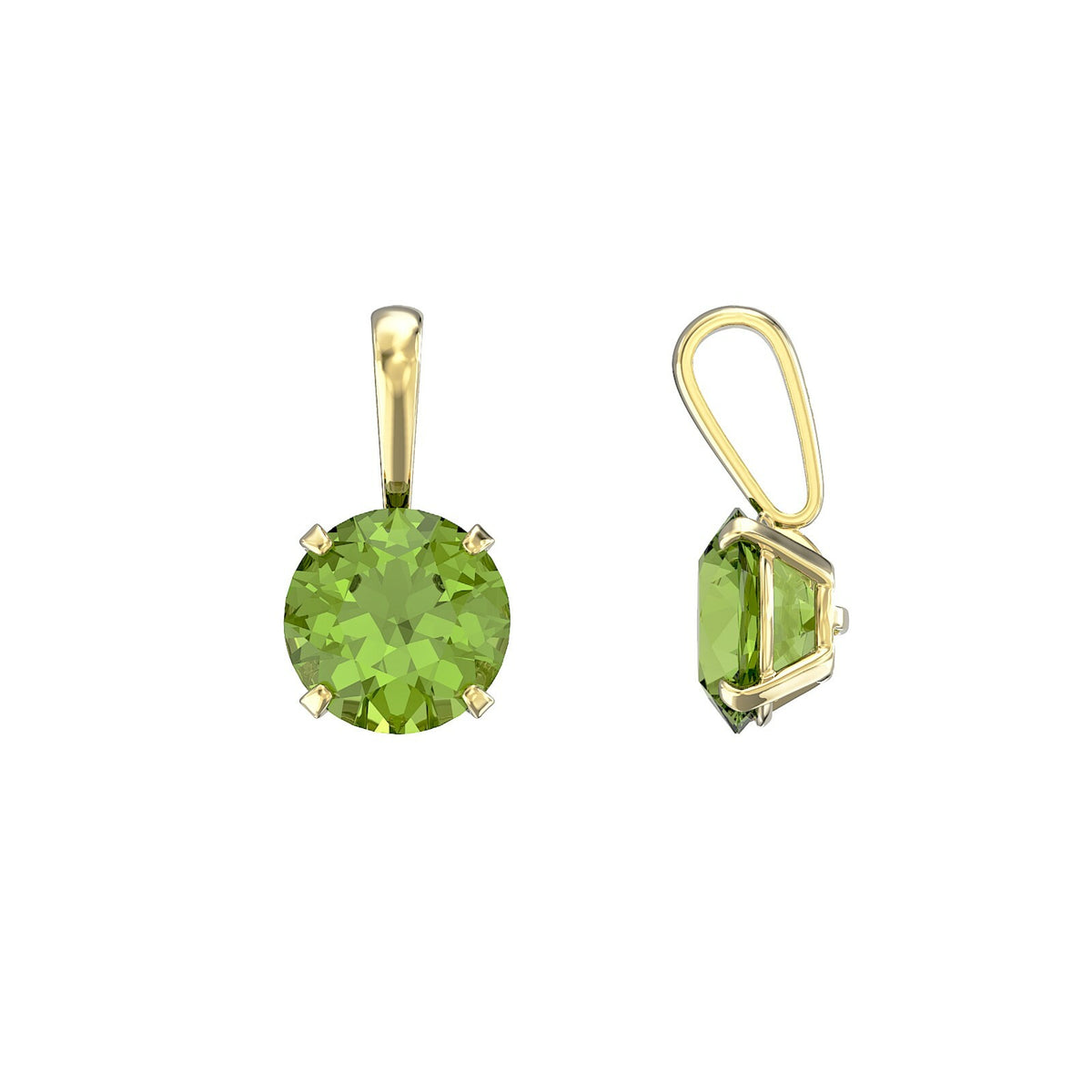 Yellow Gold Peridot Solitaire Pendant Hallmarked British Made All Chain Lengths
