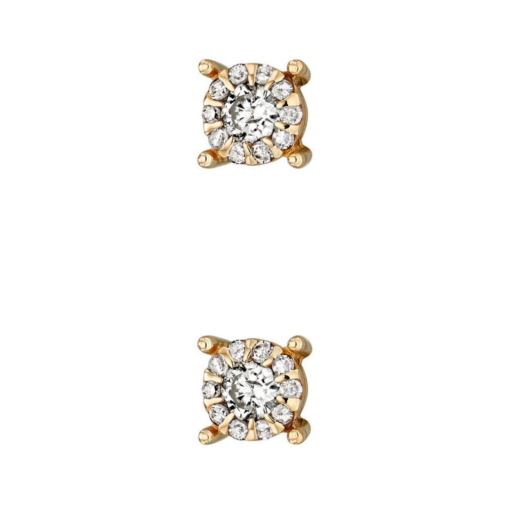 Natural Diamond April Stud Earrings 9ct Yellow Gold 375 Hallmarked British Made