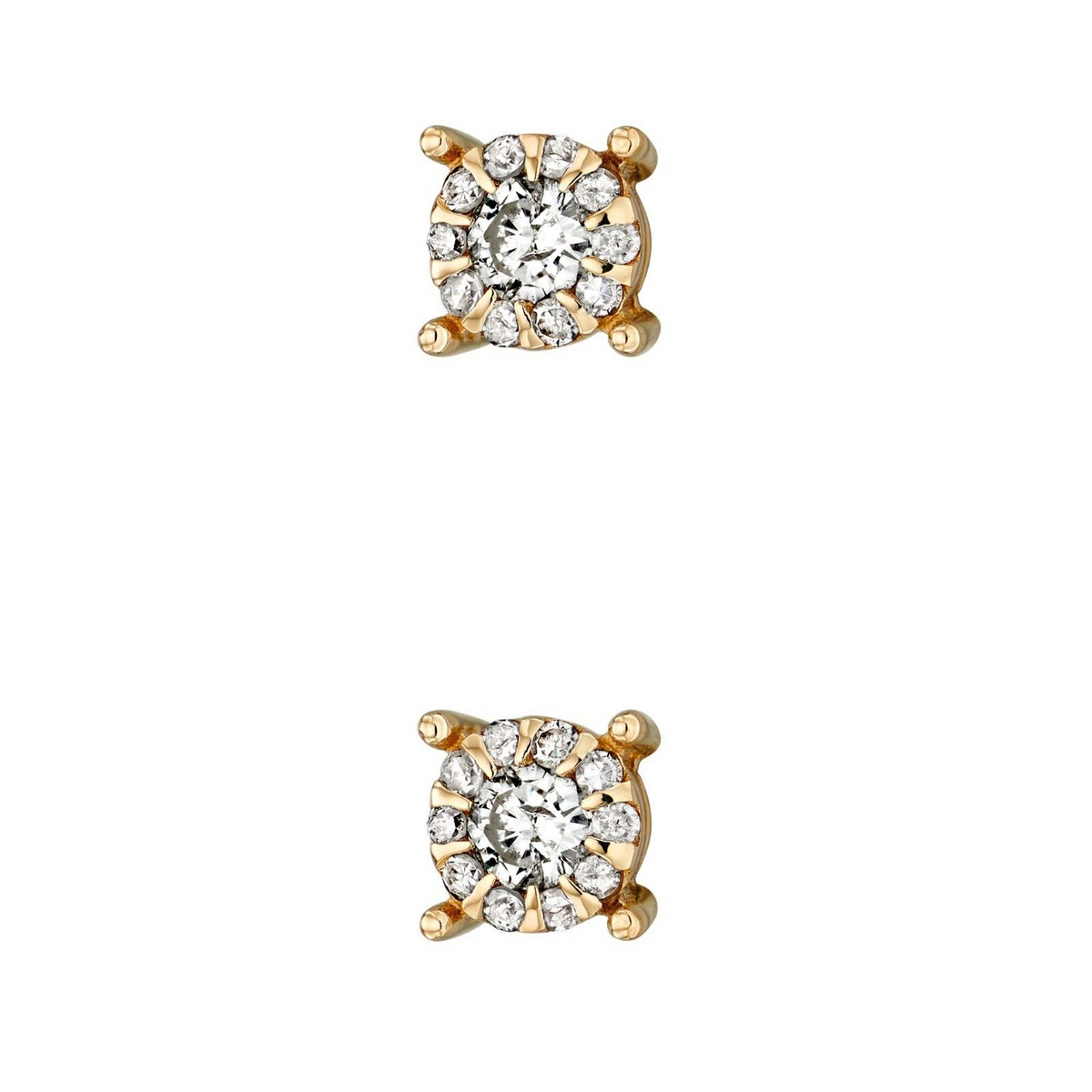 Natural Diamond April Stud Earrings 9ct Yellow Gold 375 Hallmarked British Made