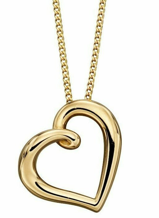 9ct Yellow Gold Organic Heart Pendant 375 Hallmarked British Made Brand New