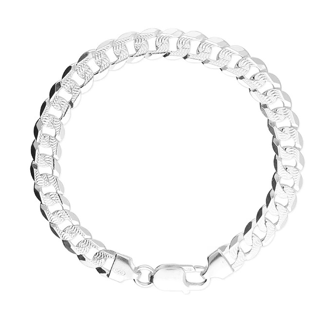 Gents Solid Sterling Silver DC Curb Chain Bracelet British Made 925 Hallmarked